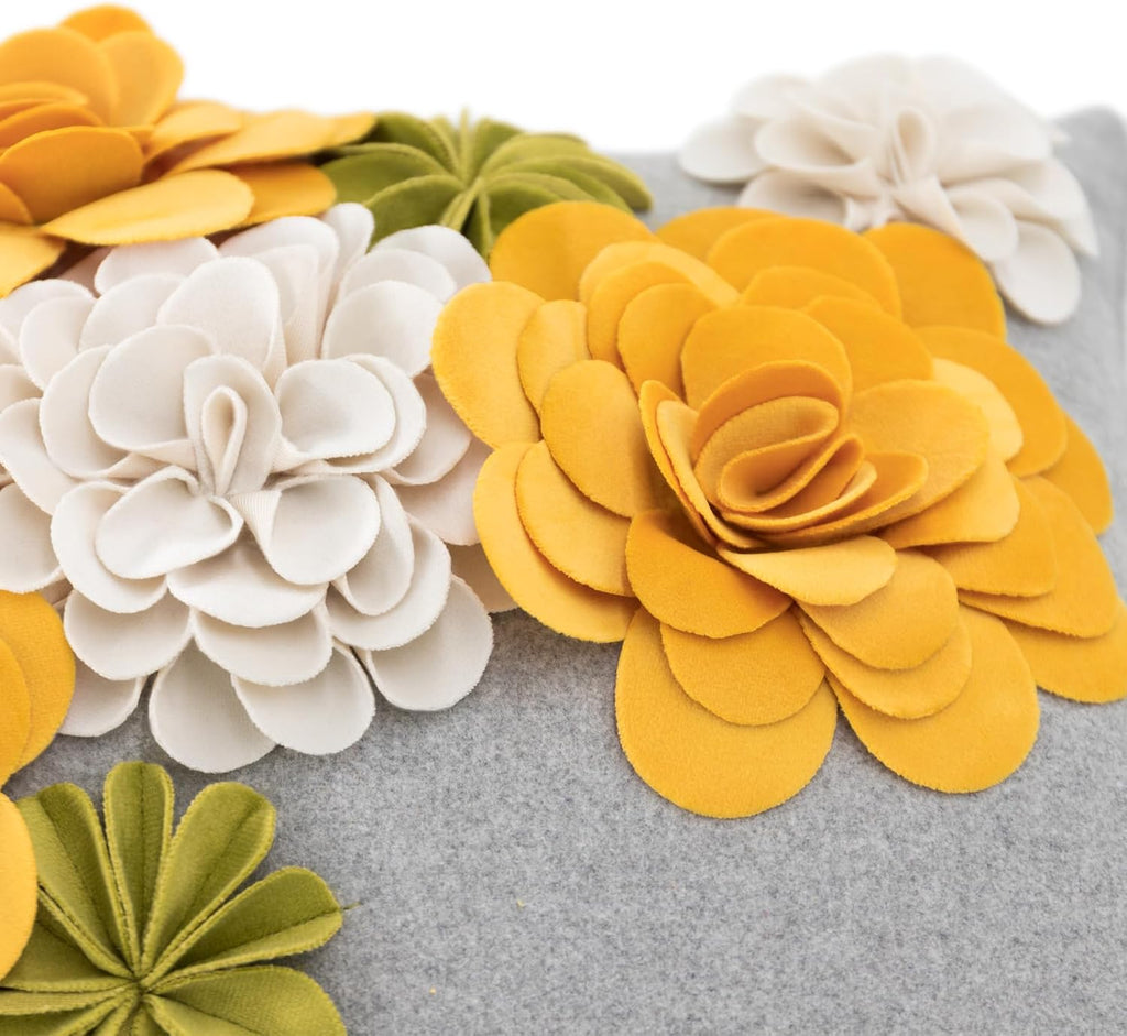 VG|yellow-green|3D Flower Throw Pillow Cover