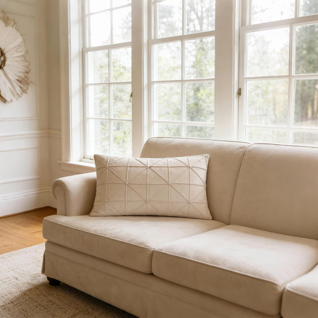 VG|creamy-white|Velvet Pillow Cover