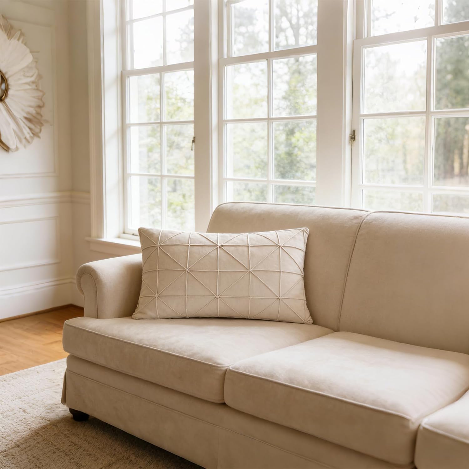 VG|creamy-white|Velvet Pillow Cover