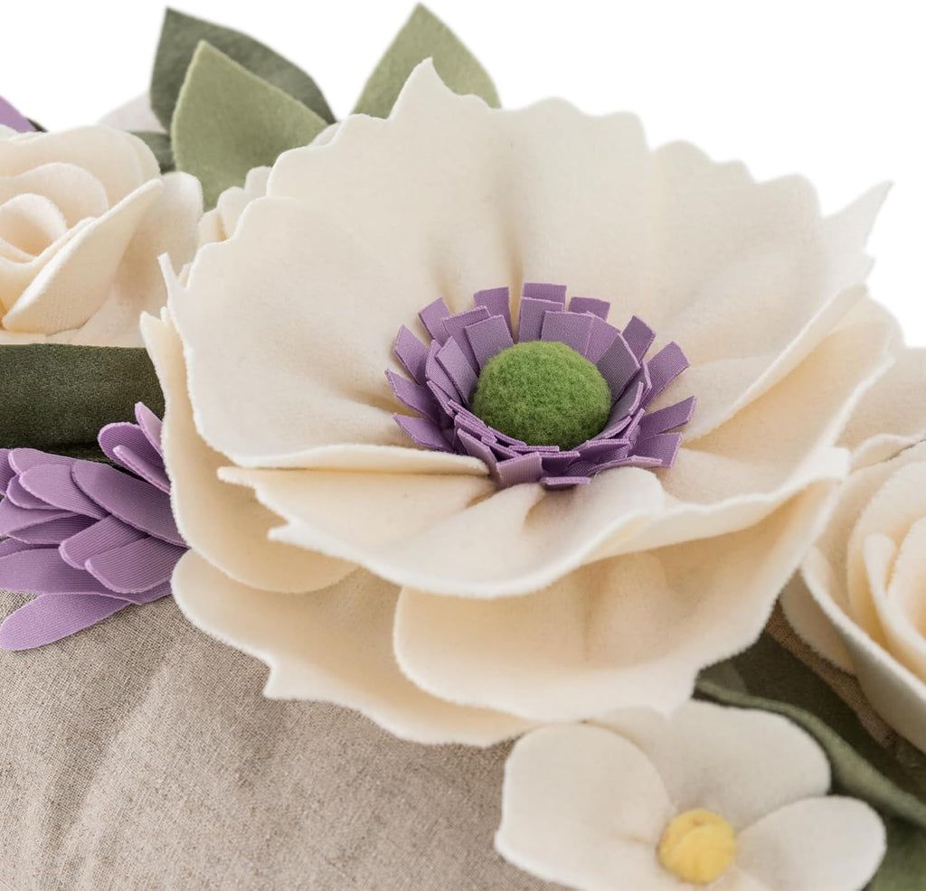 VG|cream-purple|3D Flower Throw Pillow Cover