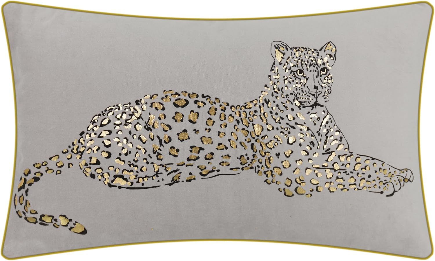 Leopard Print Throw Pillow Cover Decorative Velvet Cushion with Gold Foil Printing for Bed Couch Chair Car - Gray / 20" x 12" (Pack of 1)