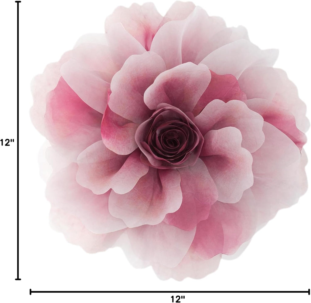 3D Peony Flower Decorative Throw Pillow with Insert Included
