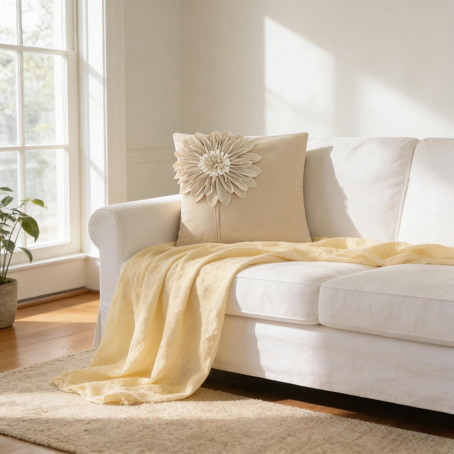Decorative Flower Throw Pillow Cover 3D Sunflower Pillow Case Velvet Cushion Floral Pillowcase for Bed Living Room Couch Chair