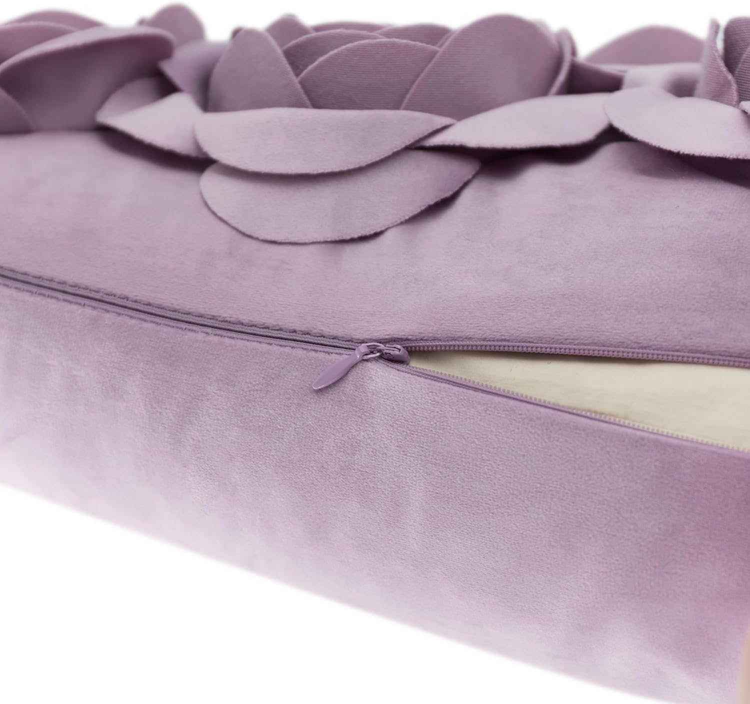 VG|purple|3D Flowers Throw Pillow Cover Decorative Soft Velvet Accent Floral Cushion Lumbar Pillowcase for Bed Sofa Couch Living Room
