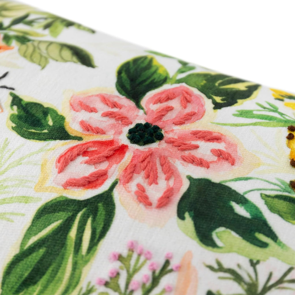 Floral Decorative Throw Pillow Cover, Tropical Garden Design, Multicolor