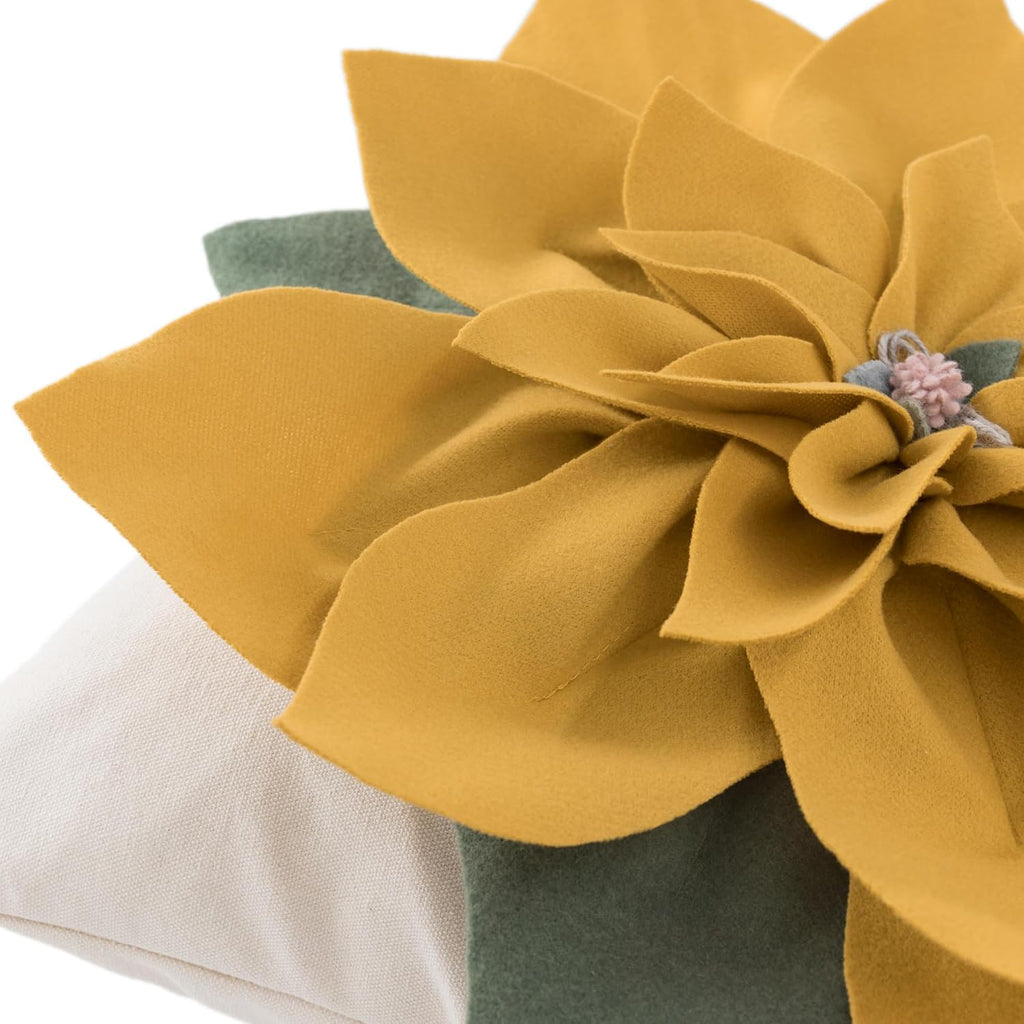 VG|yellow|Luxury 3D Flower Throw Pillow Cover