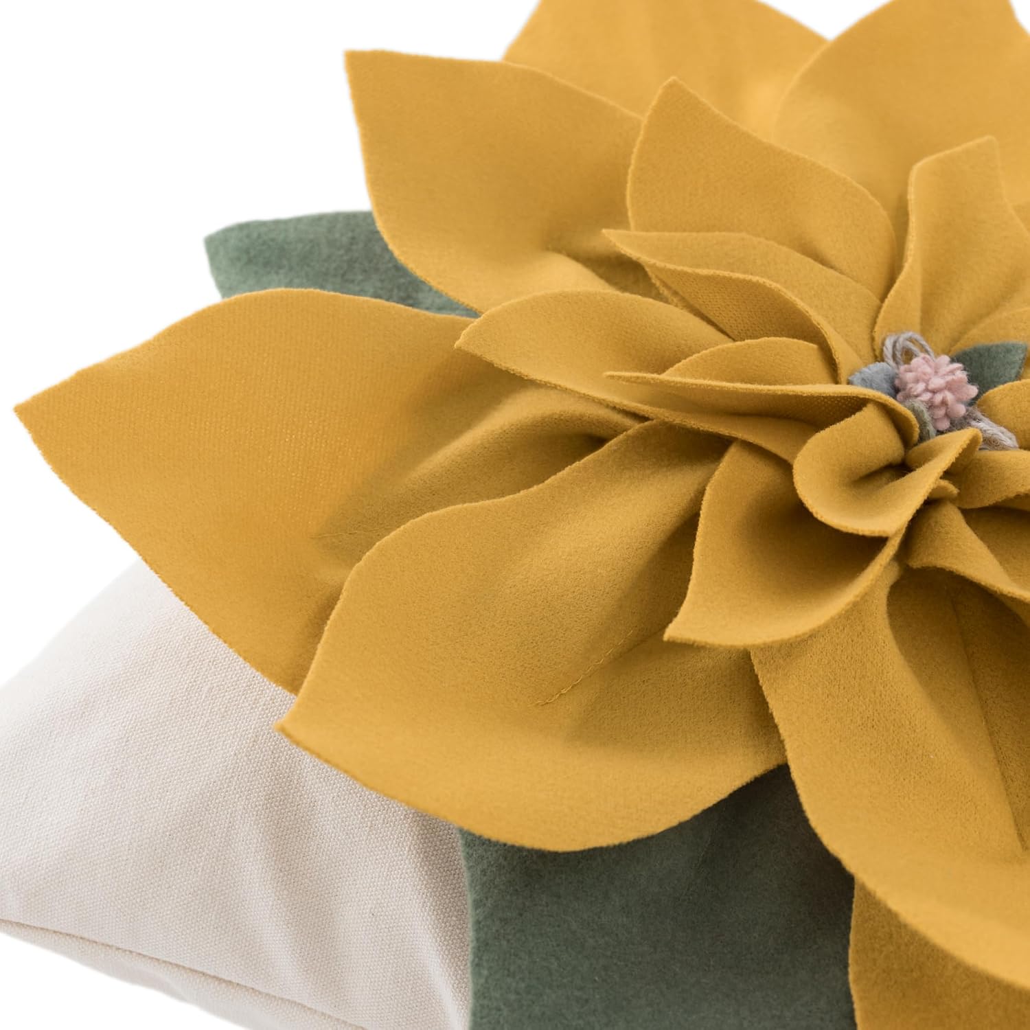VG|yellow|Luxury 3D Flower Throw Pillow Cover