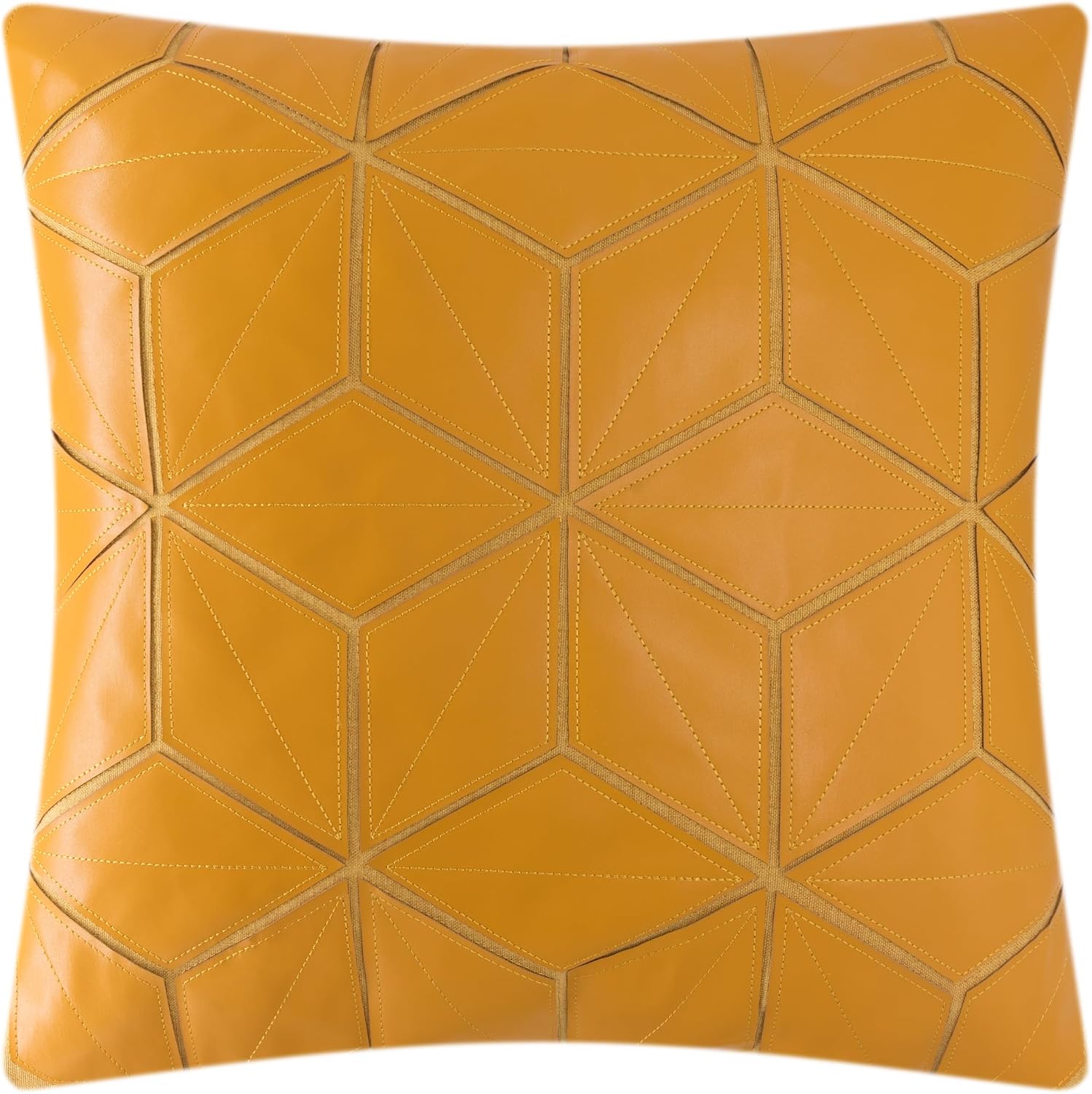 Geometry Throw Pillow Cover Home Decorative Pillow Case Square Leather Cushion Cover - 18" x 18" (Pack of 1) / Yellow
