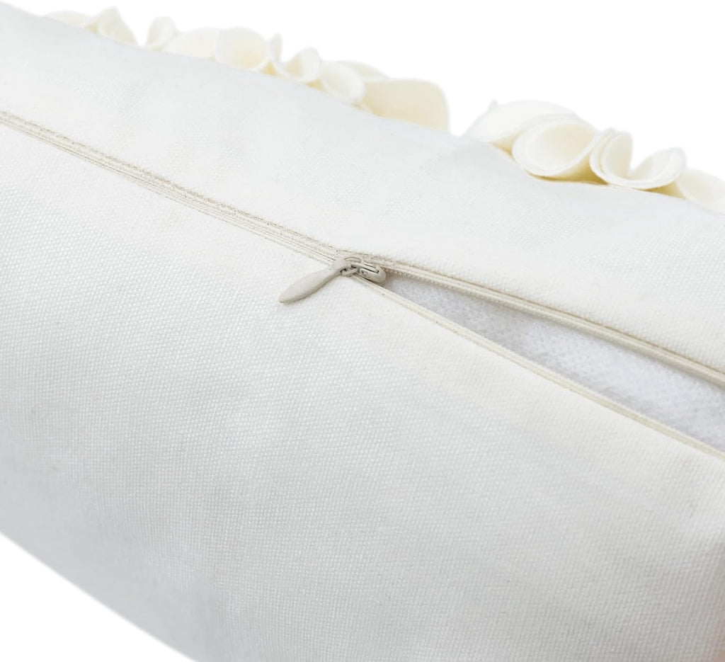 VG|cream-velvet|3D Flower Throw Pillow Cover, Velvet, Light Grey
