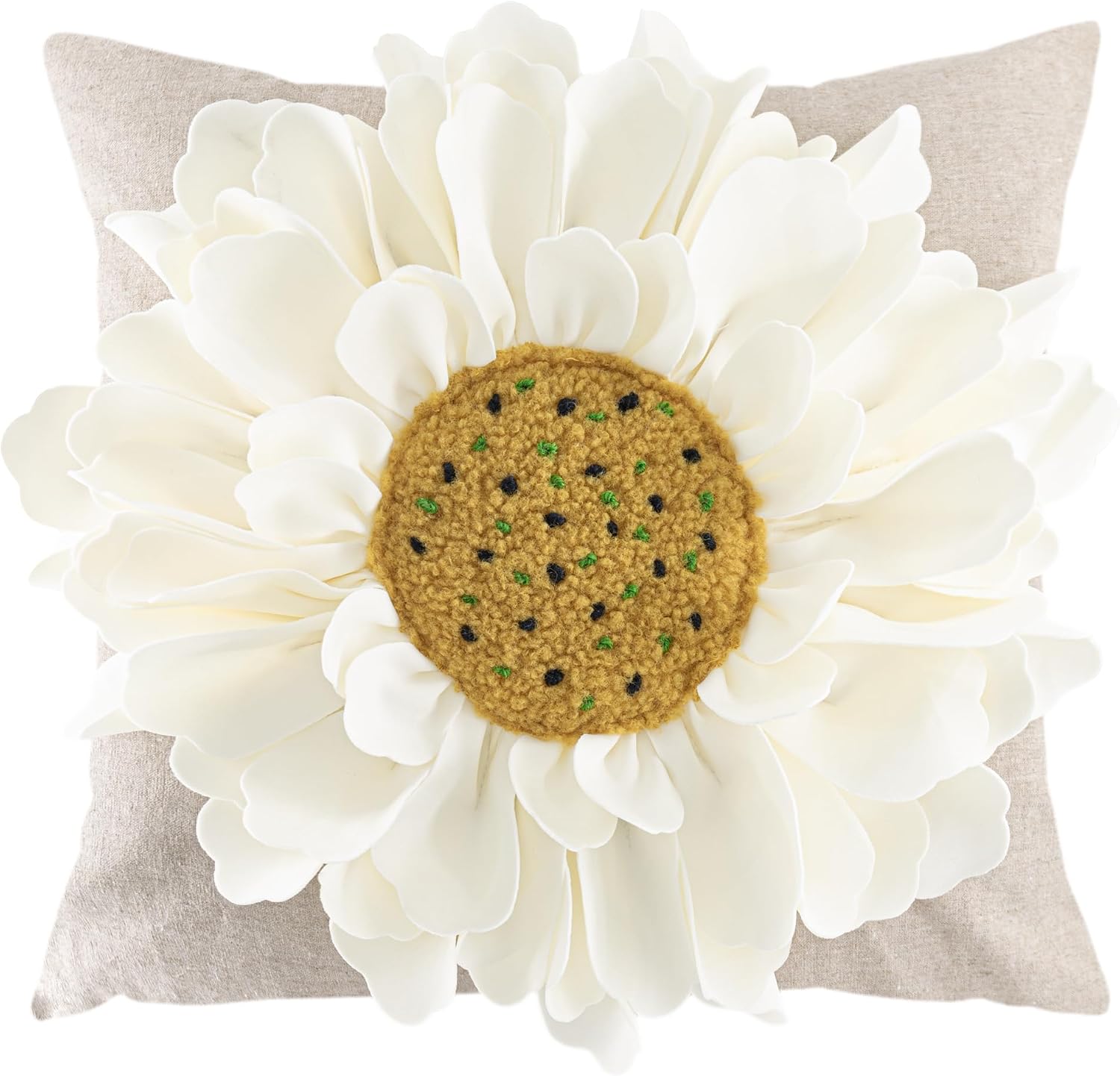 Decorative 3D Flower Throw Pillow Cover Creamy - White