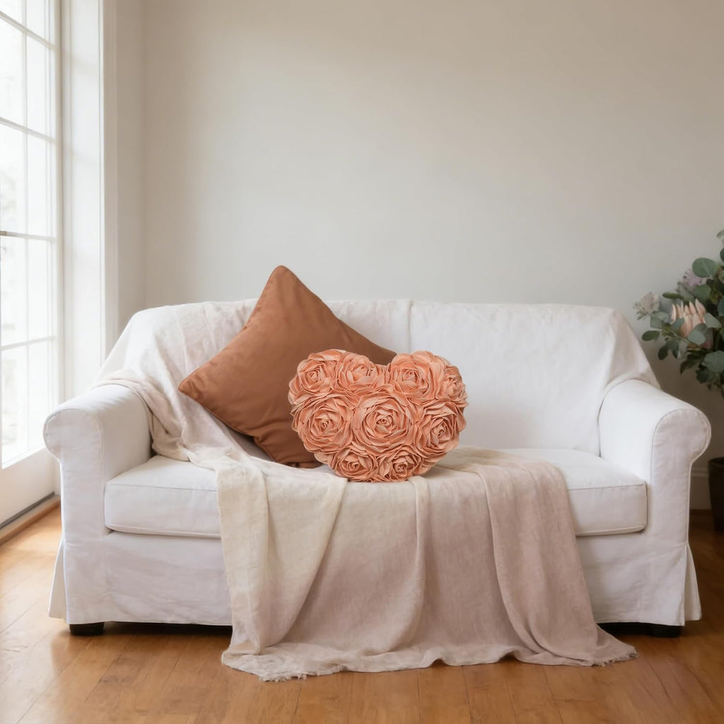 VG|peach-pink|Heart Flower Throw Pillow Covers