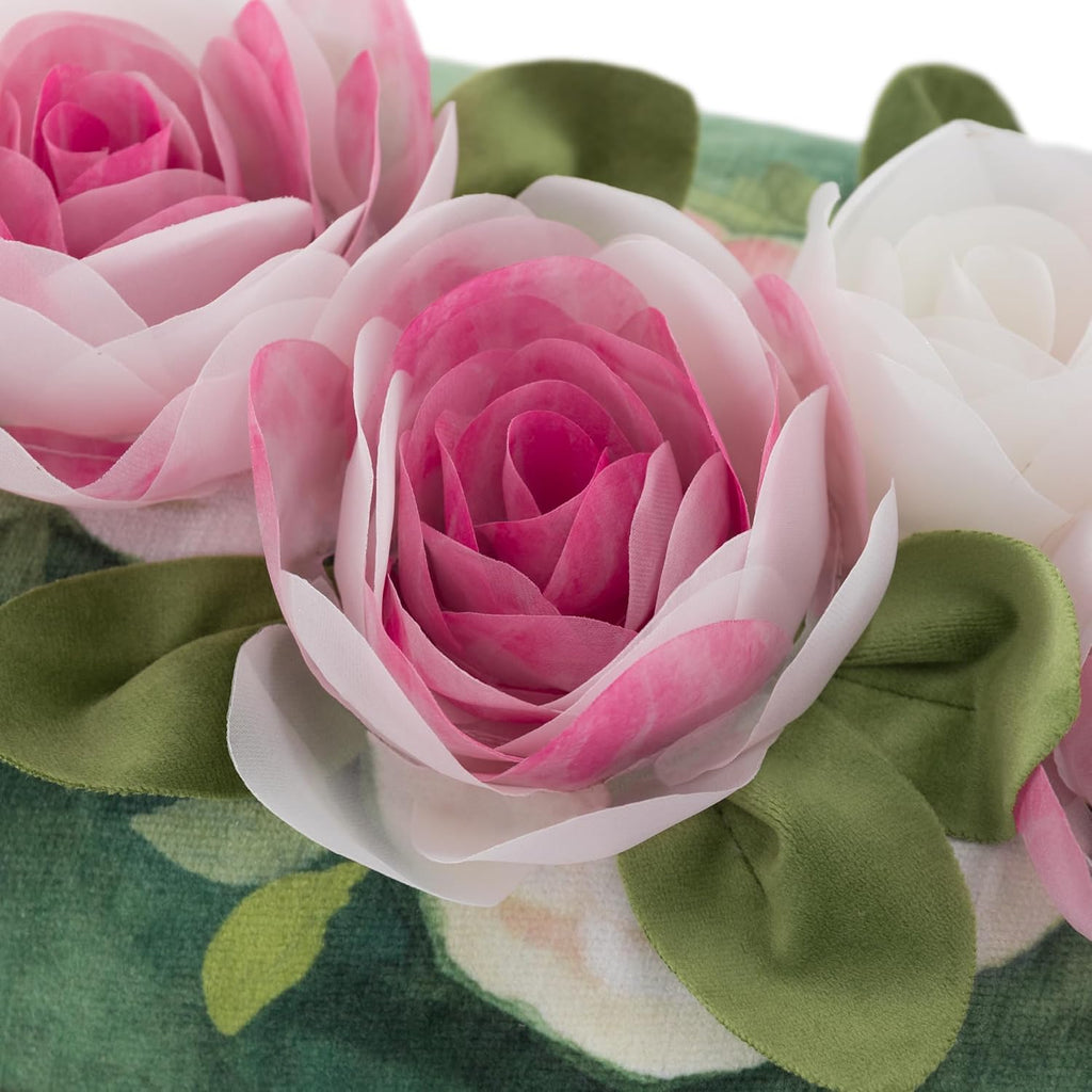 Gauze Rose Flower Throw Pillow Cover, Pink