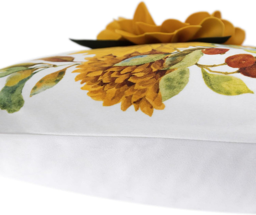 VG|velvet-yellow-18-x-18|Sunflower Throw Pillow Cover, White