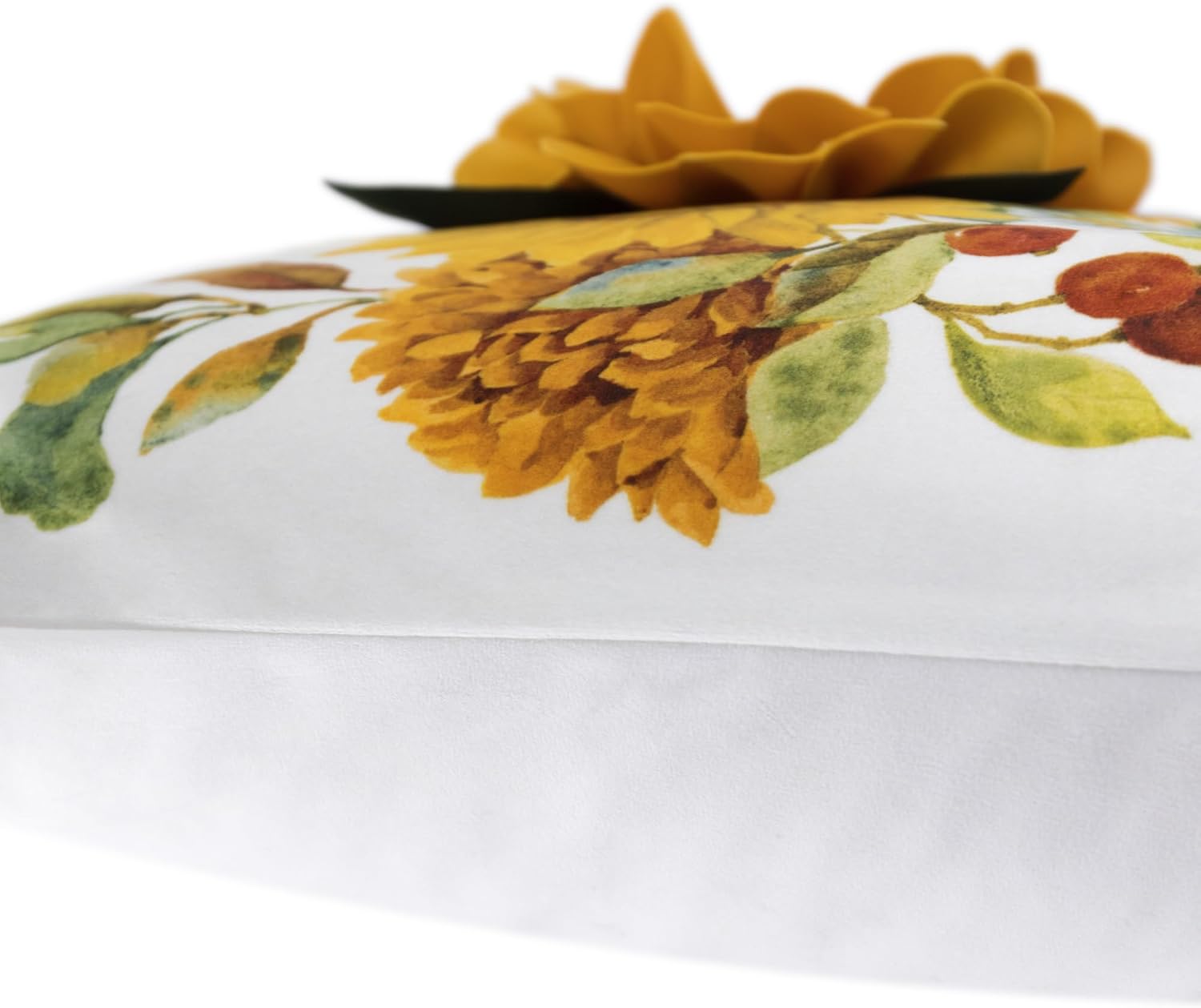 VG|velvet-yellow-18-x-18|Sunflower Throw Pillow Cover, White