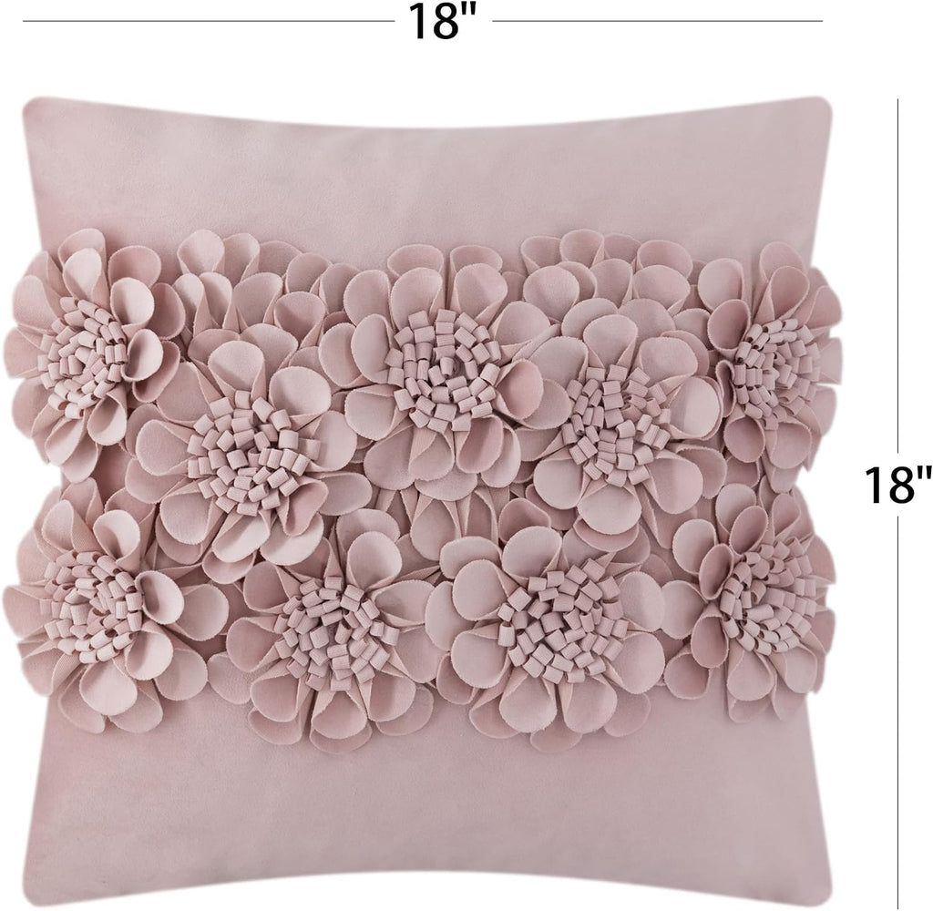 VG|dusty-pink|Handmade 3D Flower Throw Pillow Cover