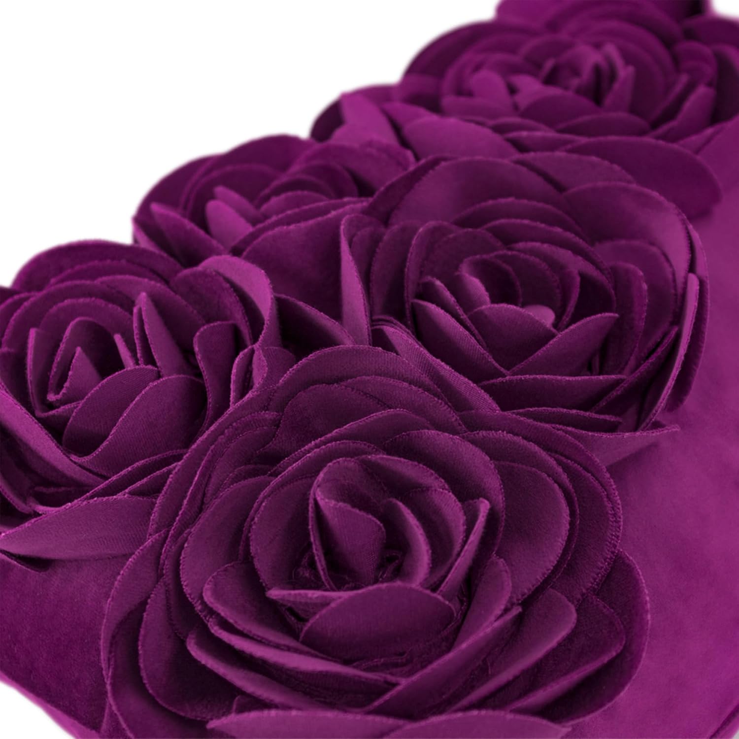 VG|purple-red|3D Flower Throw Pillow Cover Handmade Floral Soft Velvet Lumbar Cushion for Bed Living Room Chair Couch Decor Gold
