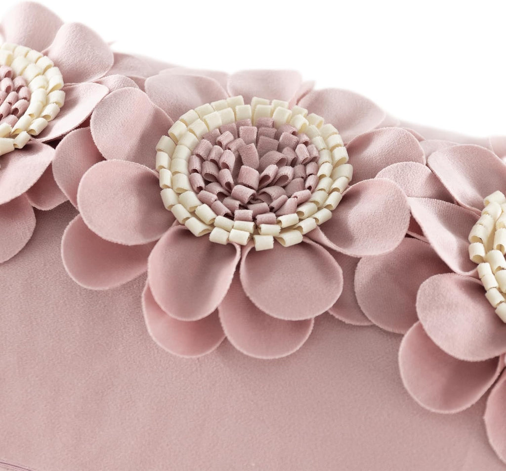 VG|dusty-pink-white|3D Flower Throw Pillow Cover