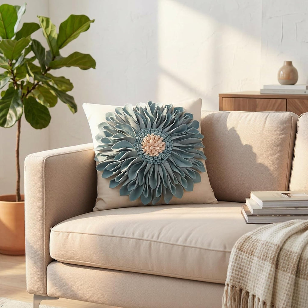 VG|blue-dusty-blue-beige-canvas|3D Sunflowers Throw Pillow Cover Wine Red
