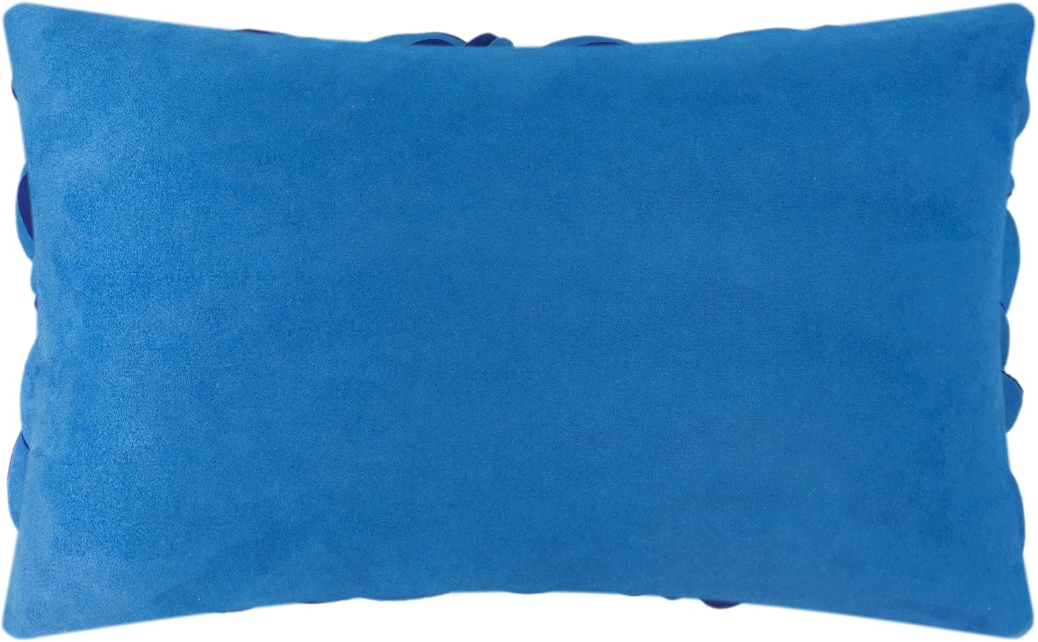 VG|blue-solid-suede|Handmade 3D Floral Throw Pillow Cover