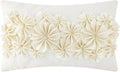 VG|cream-velvet|3D Flower Throw Pillow Cover, Velvet, Light Grey
