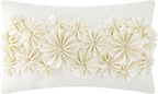 VG|cream-velvet|3D Flower Throw Pillow Cover, Velvet, Light Grey