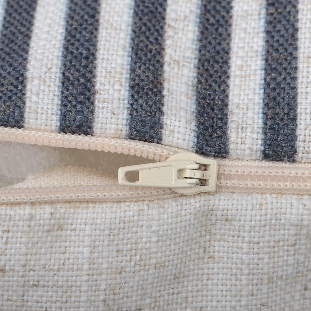 VG|grey|Stripes Buttons Linen Decorative Accent Throw Pillow Cases Cushions Covers for Sofa Couch Bed
