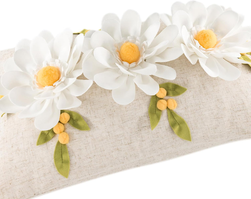 3D Flower Lumbar Throw Pillow Covers White