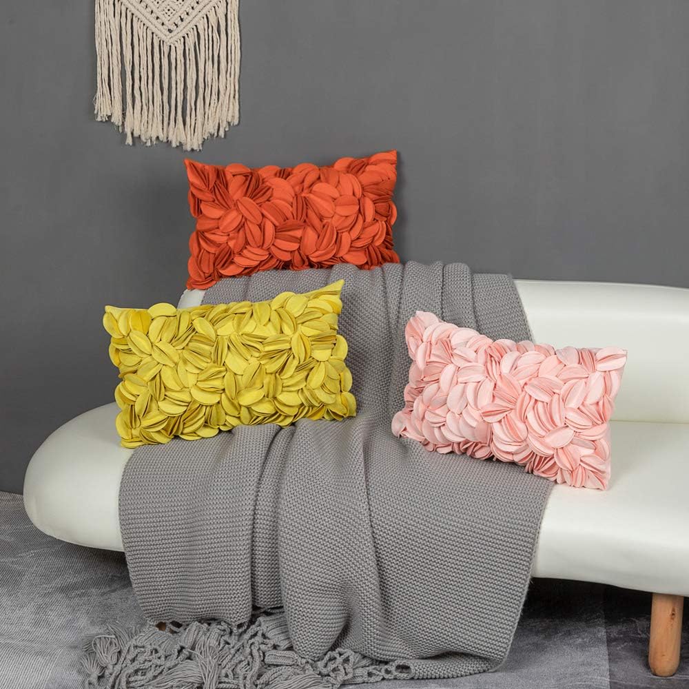 VG|pink-solid-suede|Handmade 3D Floral Throw Pillow Cover