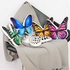 VG|blue-butterfly,green-butterfly,pink-red,yellow-butterfly|3D Butterfly Throw Pillow, Hot Pink