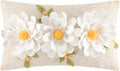 3D Flower Lumbar Throw Pillow Covers White - 3flowers-white