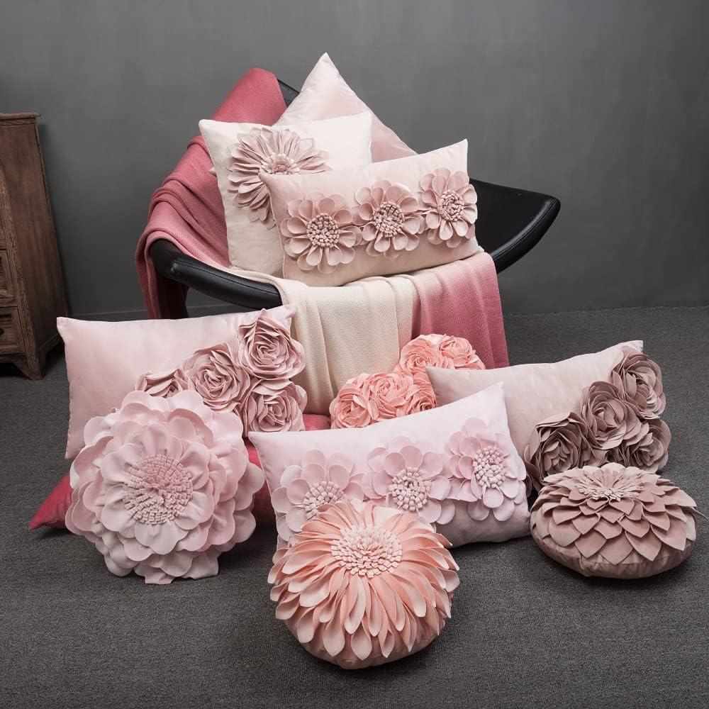 3D Flower Throw Pillow Cover