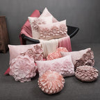 VG|rose-gold|3D Flower Throw Pillow Cover