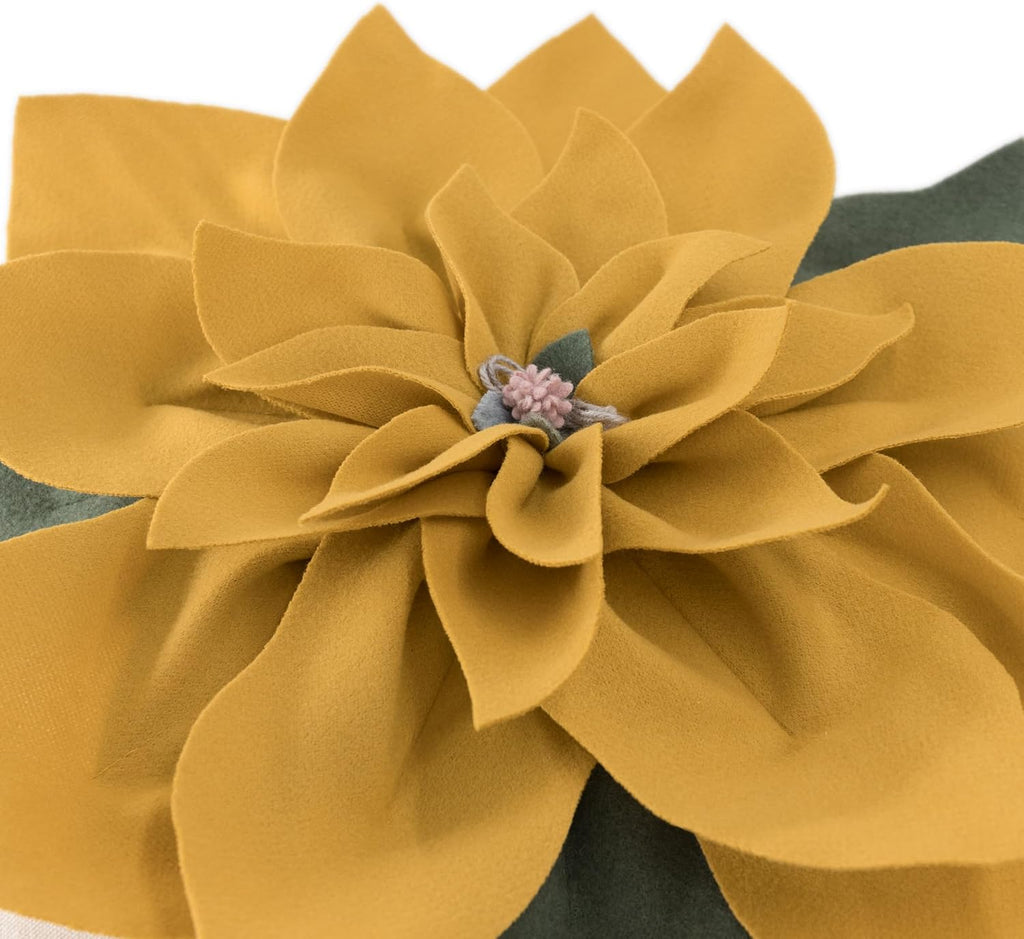 VG|yellow|Luxury 3D Flower Throw Pillow Cover