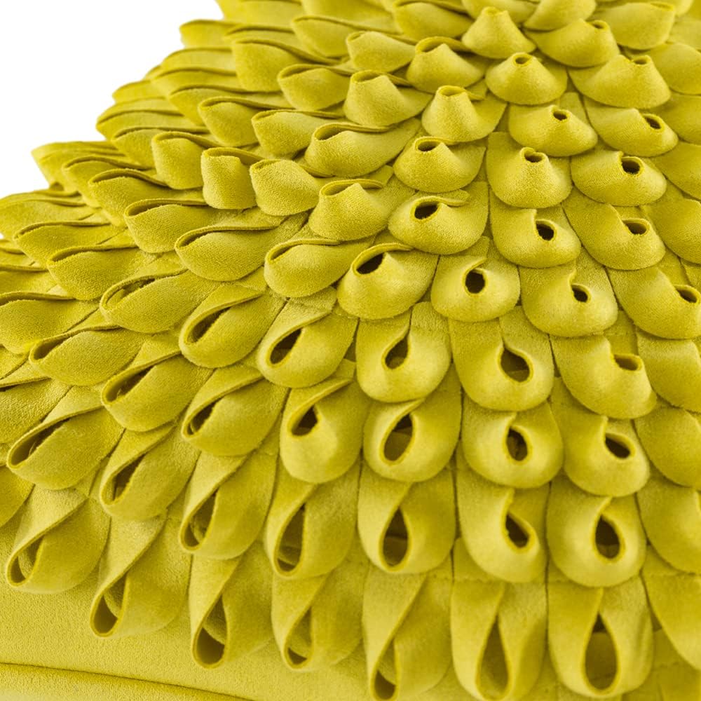 VG|yellow|3D Flower Throw Pillow Cover, Velvet, Light Grey