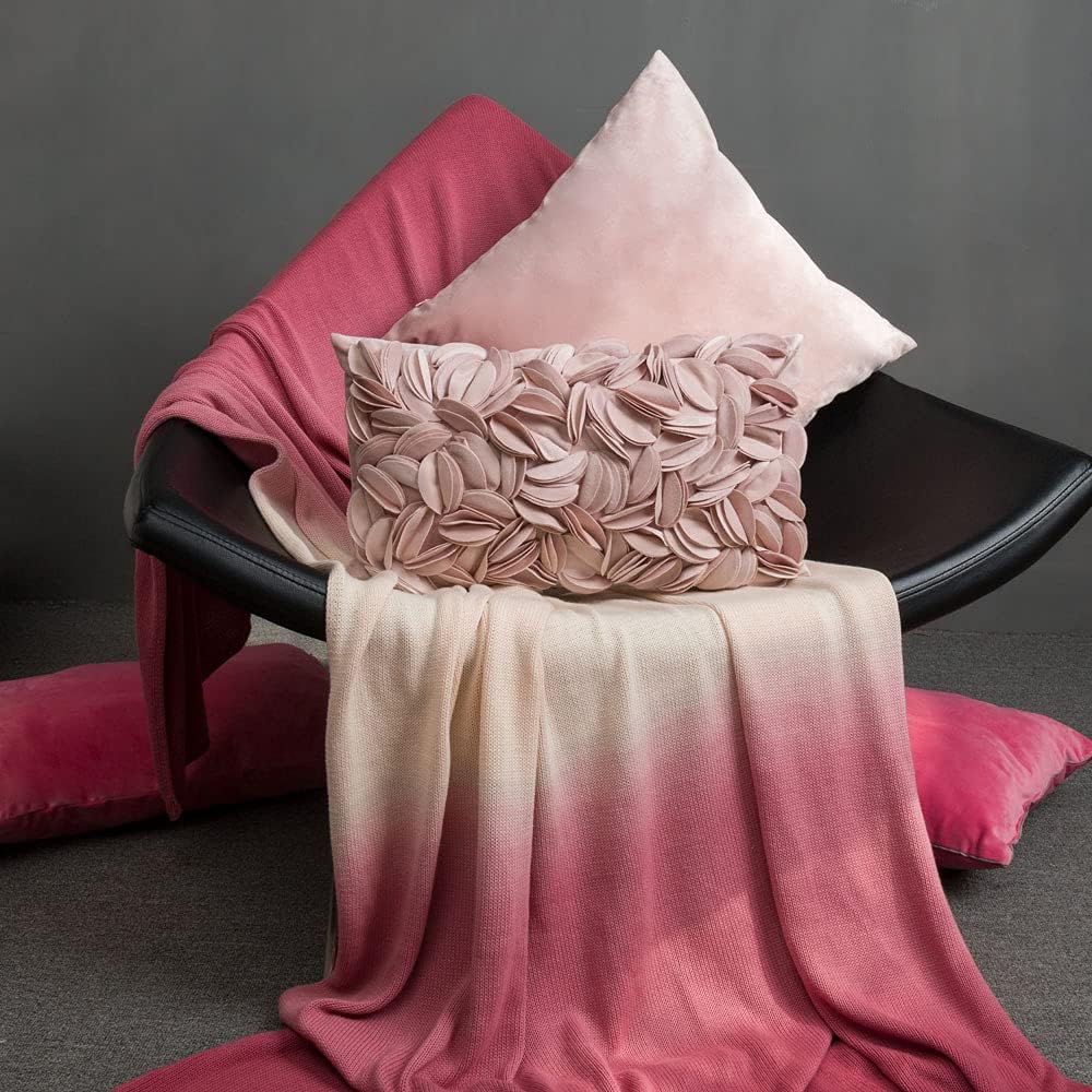 VG|gold-pink-velvet|Handmade 3D Floral Throw Pillow Cover