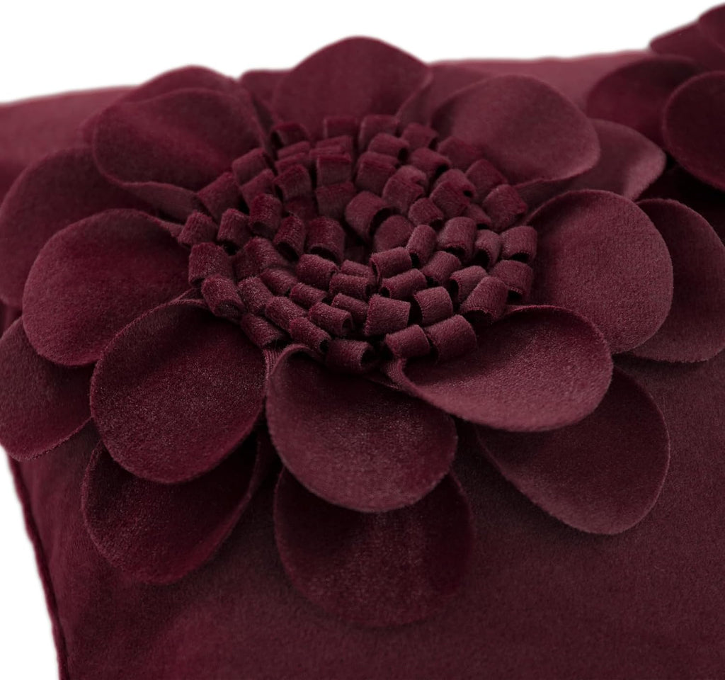 VG|dark-red|3D Flower Throw Pillow Cover