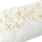 VG|cream-velvet|3D Flower Throw Pillow Cover, Velvet, Light Grey