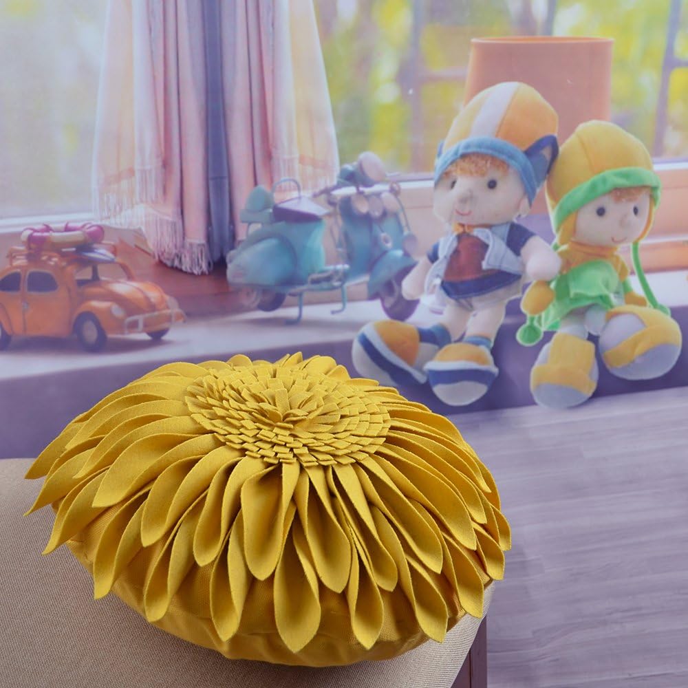 3D Sunflower Throw Pillow Cover, Gold Yellow