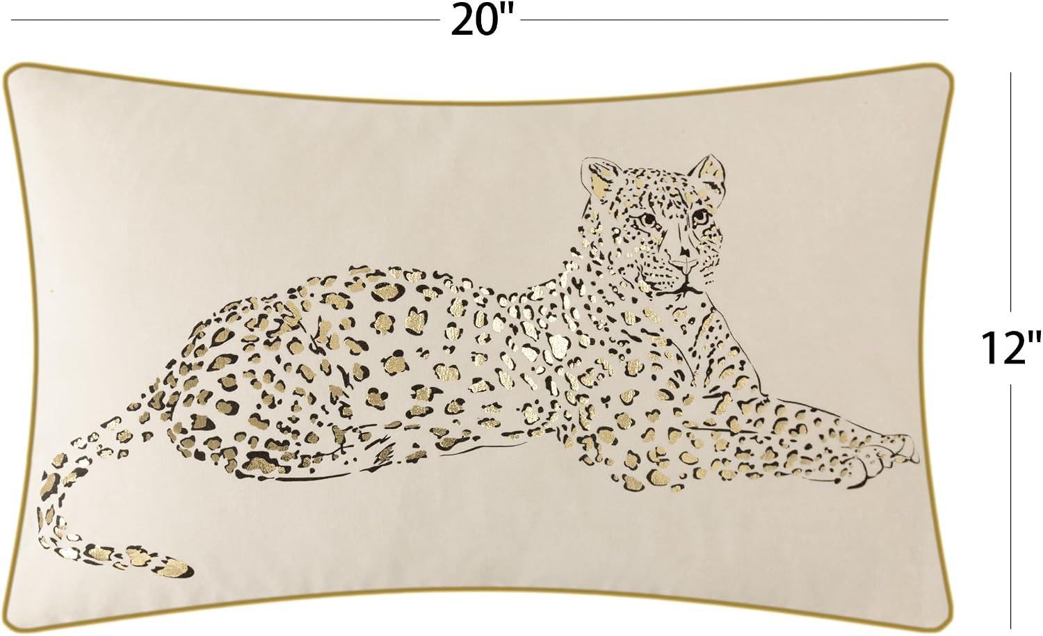 VG|creamy-white|Leopard Print Throw Pillow Cover Decorative Velvet Cushion with Gold Foil Printing for Bed Couch Chair Car