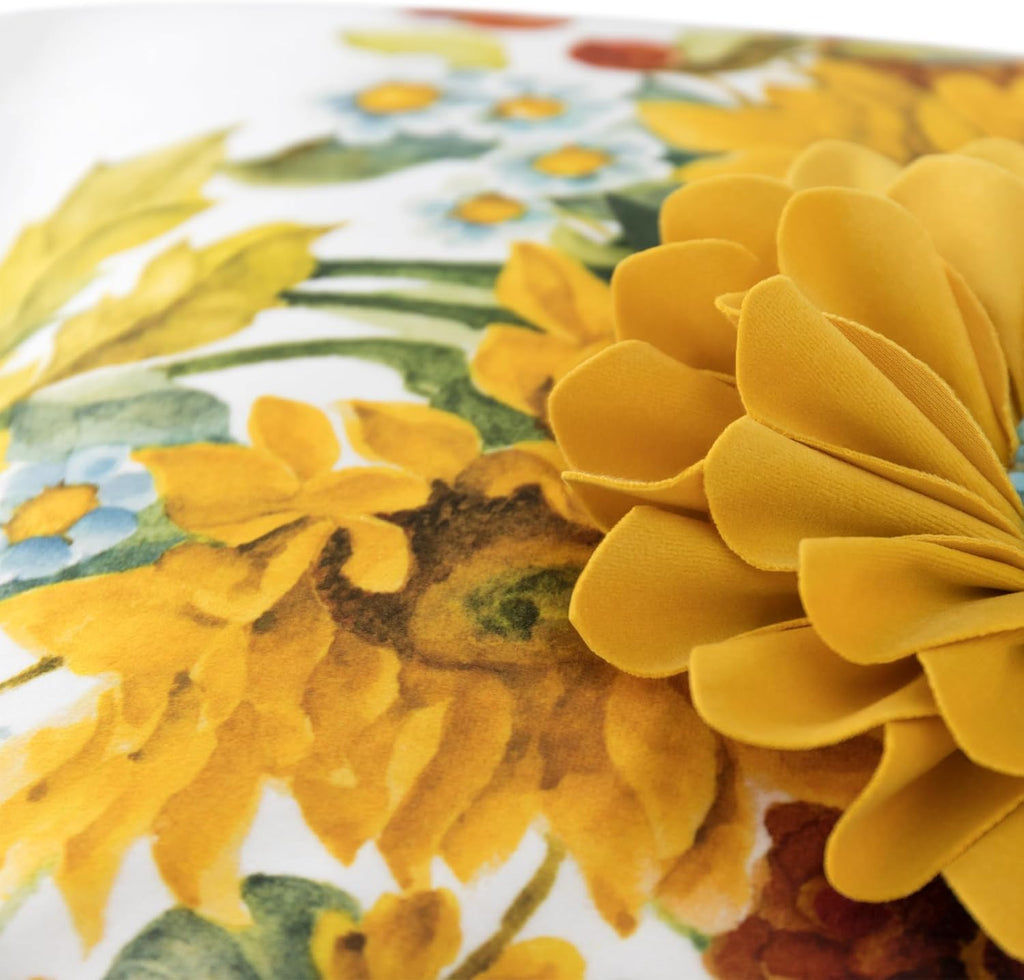 VG|velvet-yellow-18-x-18|Sunflower Throw Pillow Cover, White