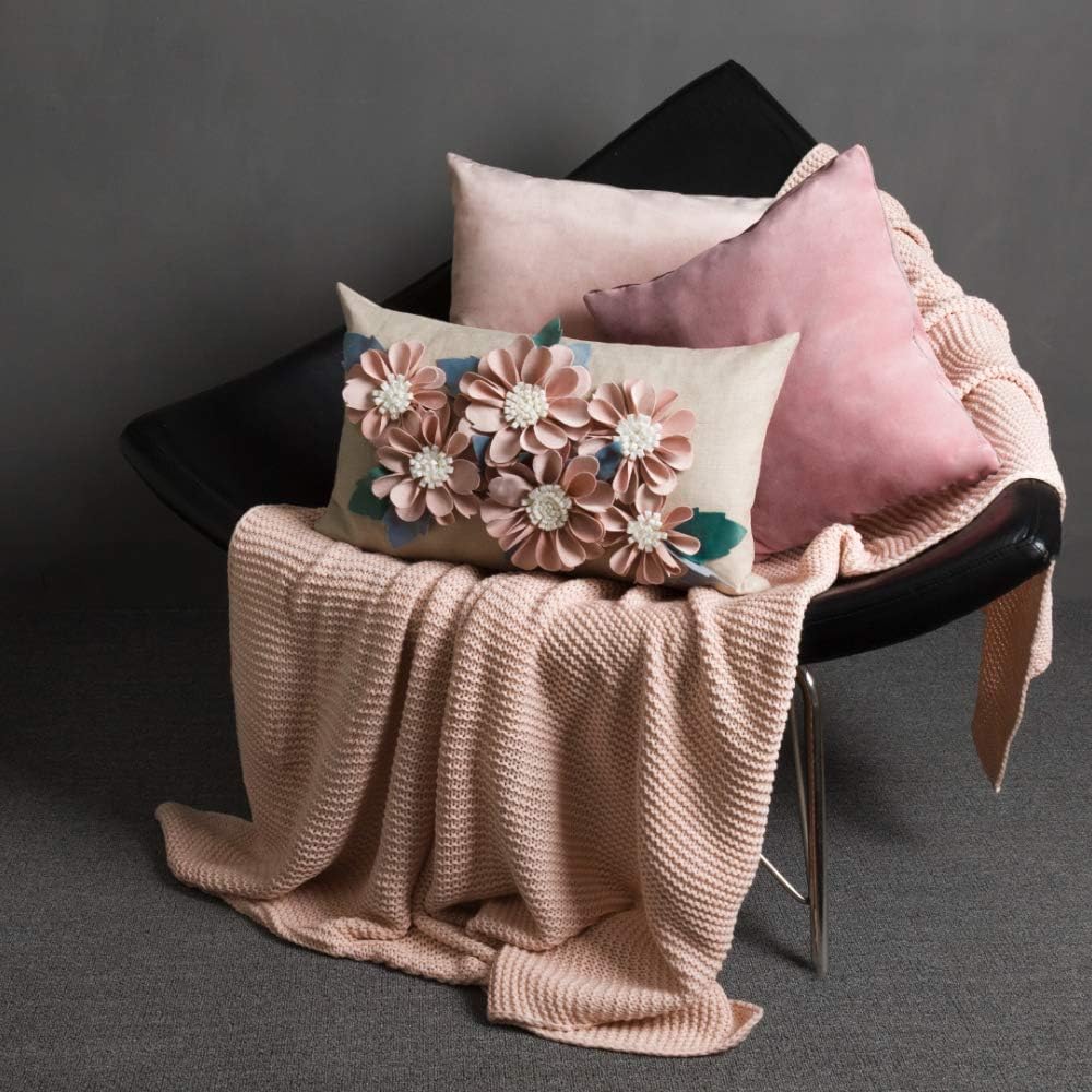 VG|6flower-rosegold-velvet|3D Daisy Flower Throw Pillow Cover, White