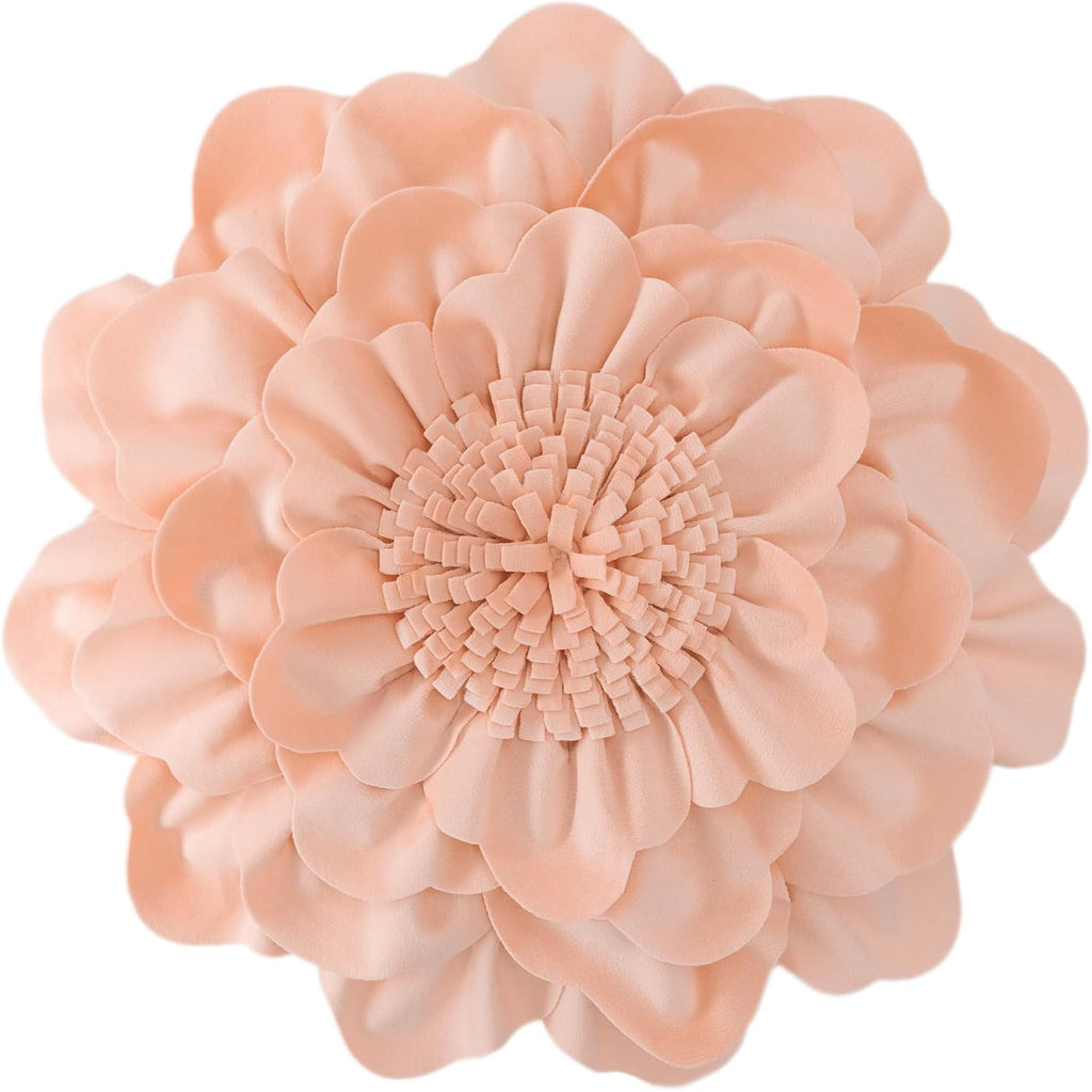 VG|peach-pink|Flower Throw Pillow Cover Decorative Round Pillowcase Floral Cushion for Bed Sofa Couch Car Decor