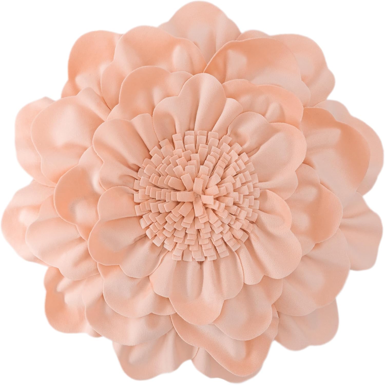 VG|peach-pink|Flower Throw Pillow Cover Decorative Round Pillowcase Floral Cushion for Bed Sofa Couch Car Decor