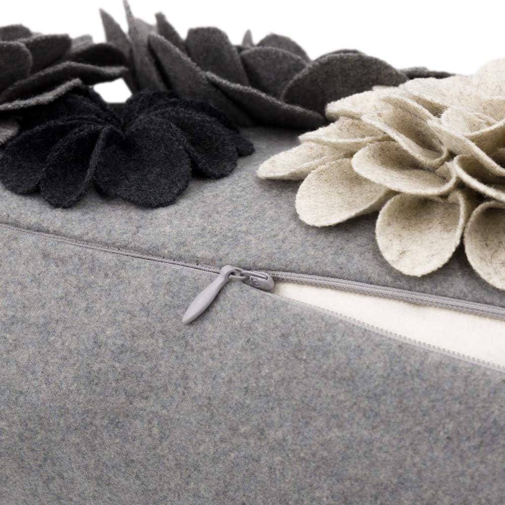 VG|grey-new-faux-wool|3D Flower Throw Pillow Cover, Colorful