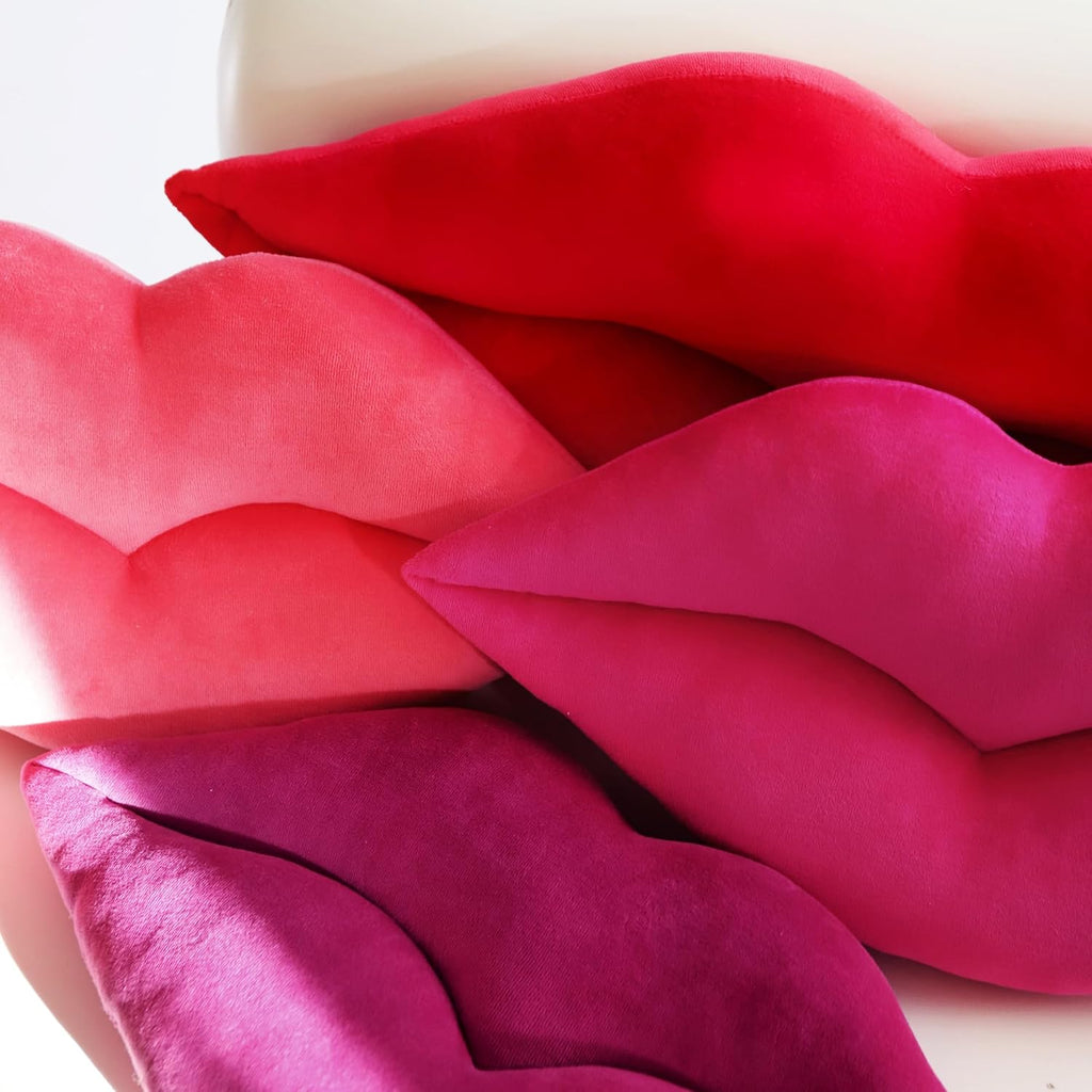 VG|rose-red|3D Lip Throw Pillow Cute Decorative Pillow Soft Cushion for Sofa Couch Bed Home Decor Girls