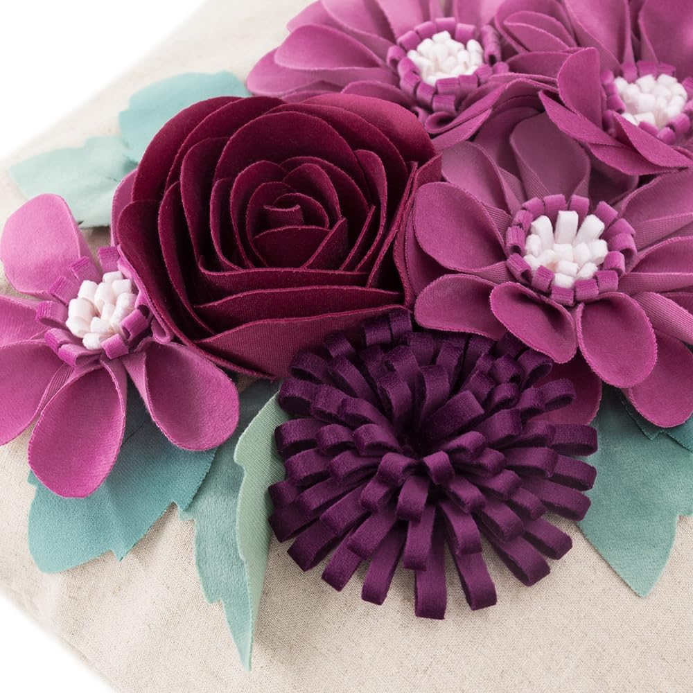 VG|hot-pink|3D Flower Throw Pillow Cover Aesthetic Decorative Floral Accent Pillow Colorful Cushion for Bed Living Room Couch Office Decor Beige Green