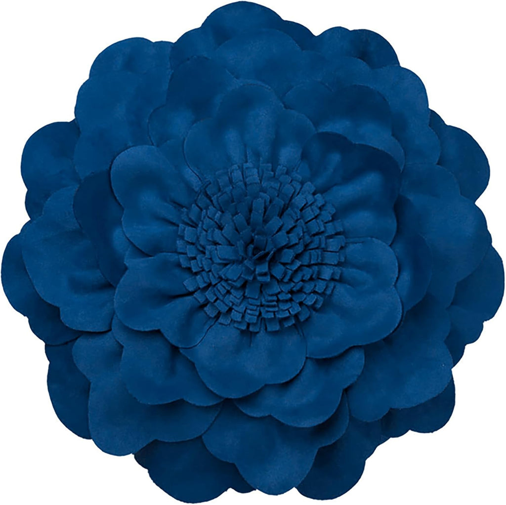 VG|blue|Flower Throw Pillow Cover Decorative Round Pillowcase Floral Cushion for Bed Sofa Couch Car Decor