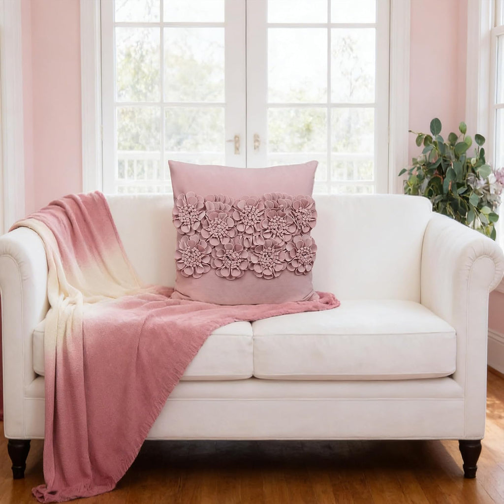 VG|dusty-pink|Handmade 3D Flower Throw Pillow Cover