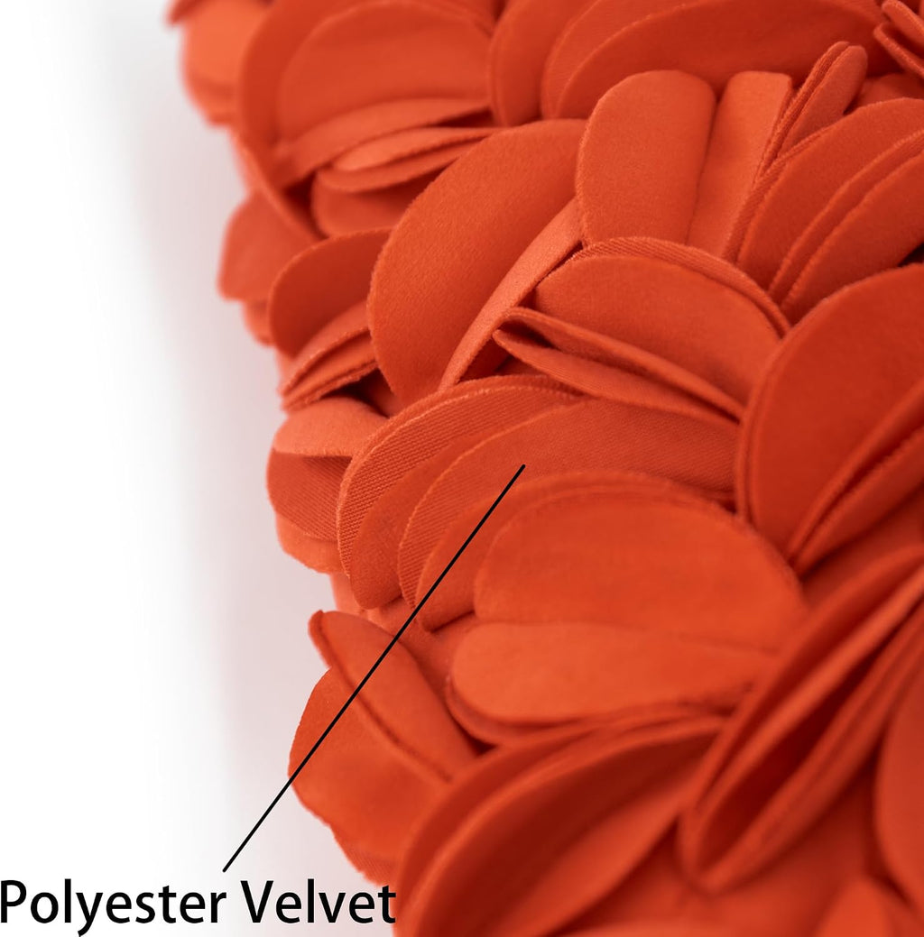 VG|dark-orange|Handmade 3D Floral Throw Pillow Cover