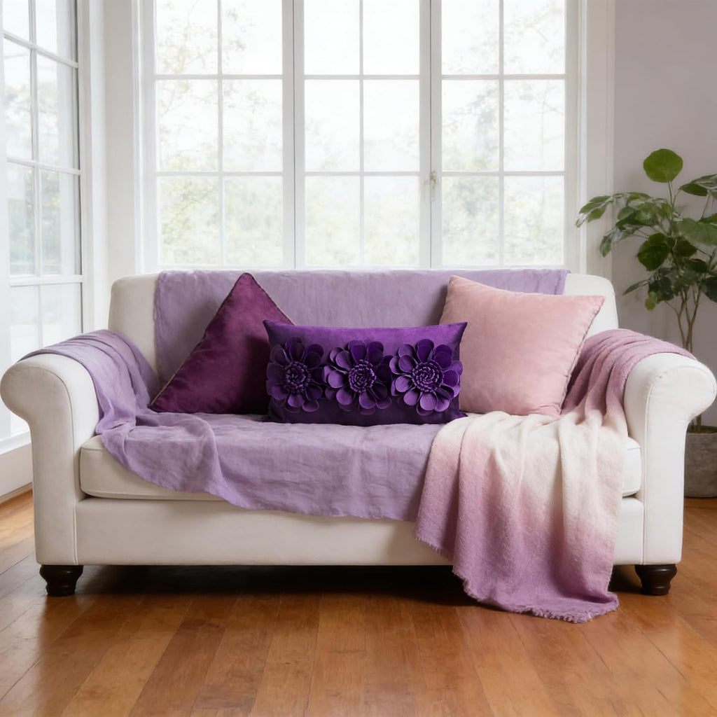 VG|bright-violet|3D Flower Throw Pillow Cover